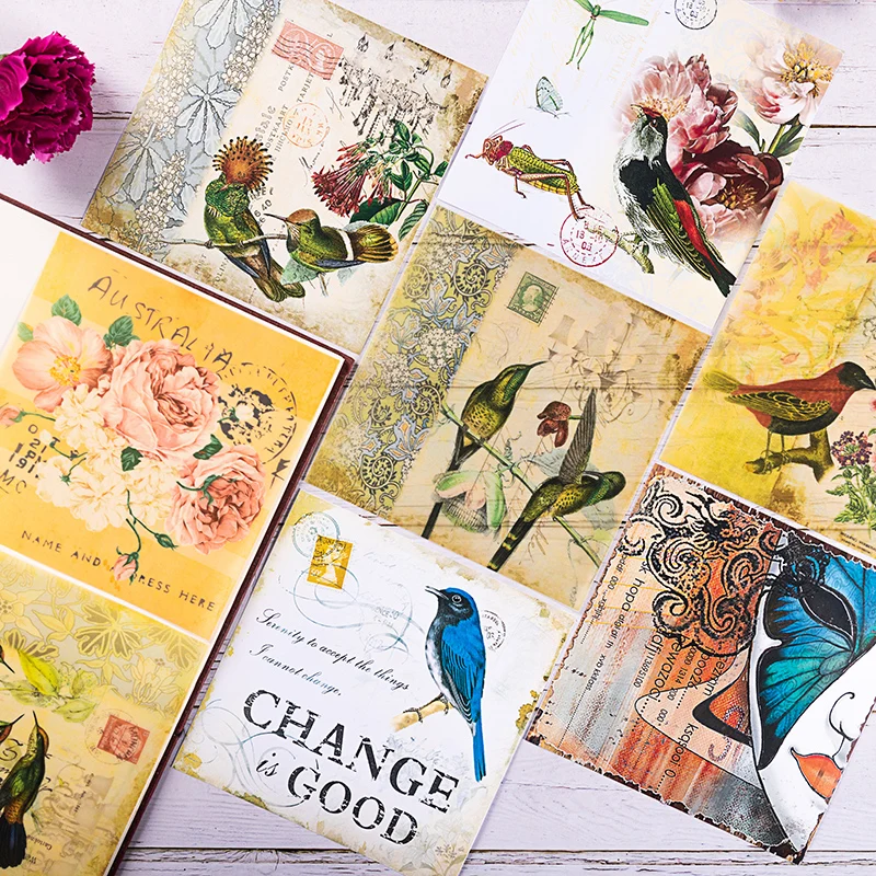 

Vintage Flower Bird Material Paper Junk Journal Planner Craft Paper Scrapbooking Decorative Stickers DIY Craft Photo Albums