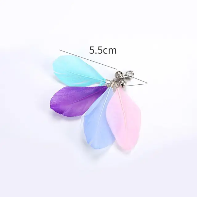 Pet Cat Toy Teaser Bell Feather Stretch Fishing Rod Play Wand Interactive Toys Pets Accessories High Qulity Replacement Heads Pink