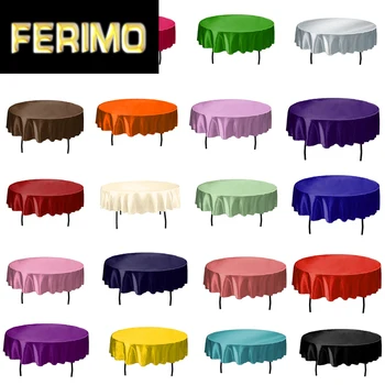 

1pcs 145 x 145cm Round Satin Tablecloth Table Cover Tableware For Restaurant Hotel Banquet Home Wedding Party Table Decoration