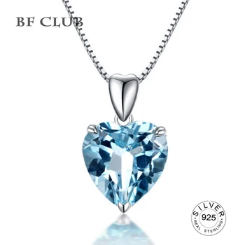

BF CLUB silver 925 jewelry necklace with Heart of the Sea shape sapphire Pendant luxury jewelry Engagement Wedding Gift