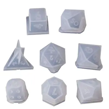 

8 Shapes DIY Playing Dice Mold Digital Game Dice Faceted Cube Dice Silicone Mold AXYD