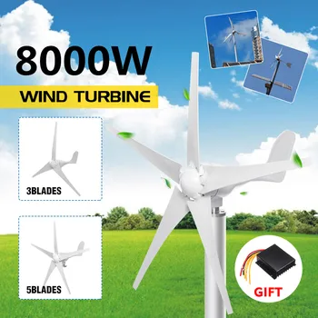 

8000W 3/5 Blades Wind Turbines Generator 12V/24V Horizontal Wind Generator With Controller Windmill Energy Turbines Charge