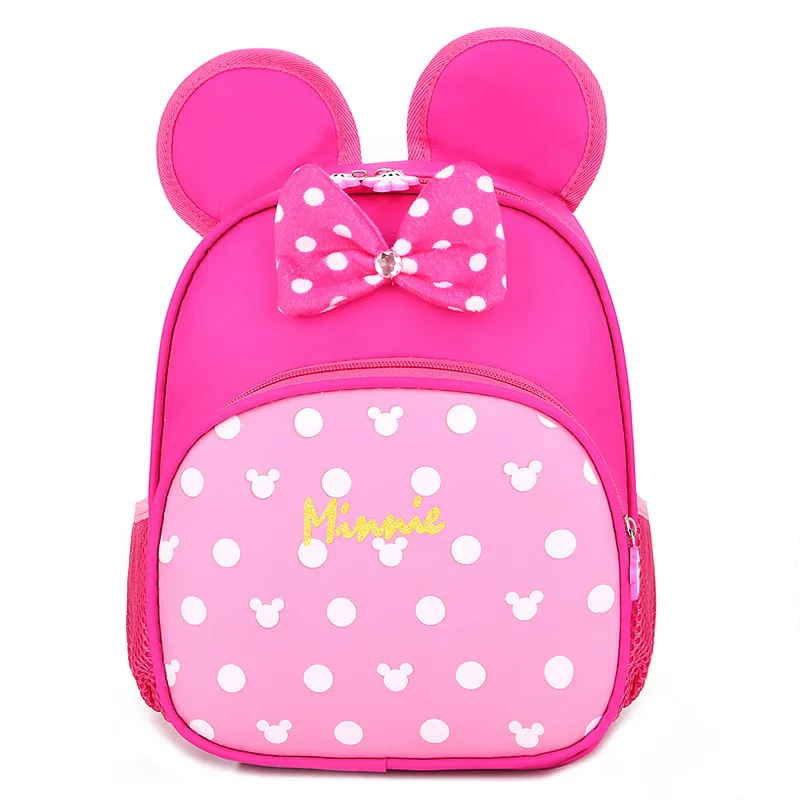 Mochila de Disney para niños y niñas, morral escolar de dibujos animados de Mickey y Minnie, impermeable