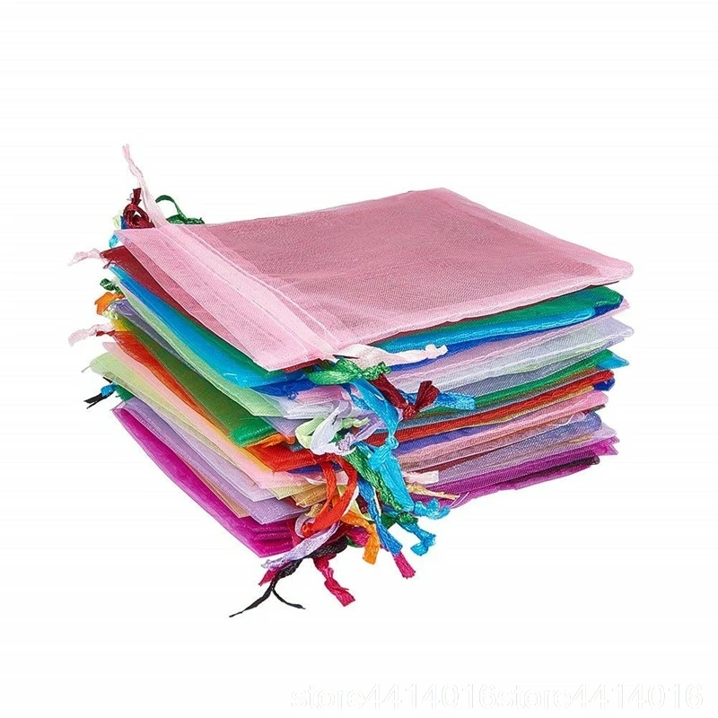 100Pcs Organza Bags Jewelry Packaging Sachet Bags Wedding Event Decoration Supplie 7x9 9x12 10x15 11x16 13x18 15x20 17x23cm