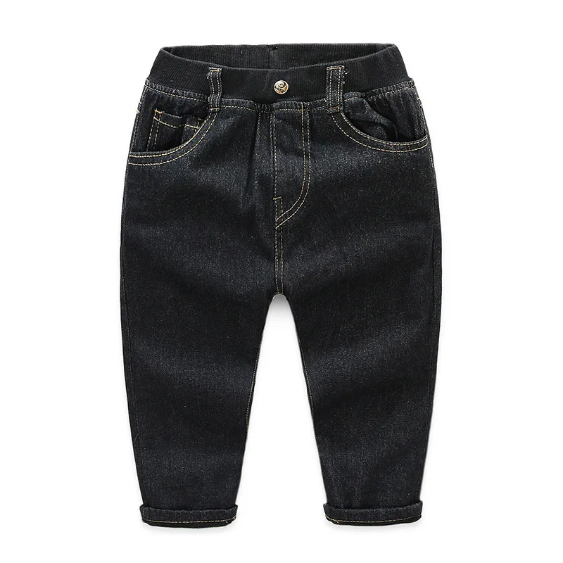 

BOY'S Slim Fit Jeans Spring And Autumn plus Velvet Small CHILDREN'S Male Baby Skinny Pants Tight Elasticity Black And White with