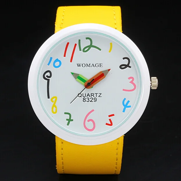 Женские часы, креативный дизайн, разноцветные карандаши, игольчатые часы с героями мультфильмов, большие цифры, часы для девочек, Relogio Masculino