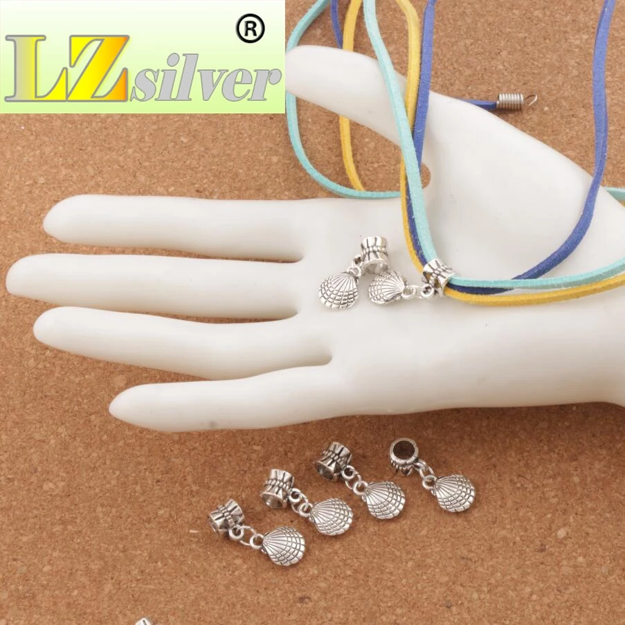 Shell Big Hole Beads 24.1x10mm 100pcs zinc alloy Fit European Charm Bracelets Jewelry DIY B1175