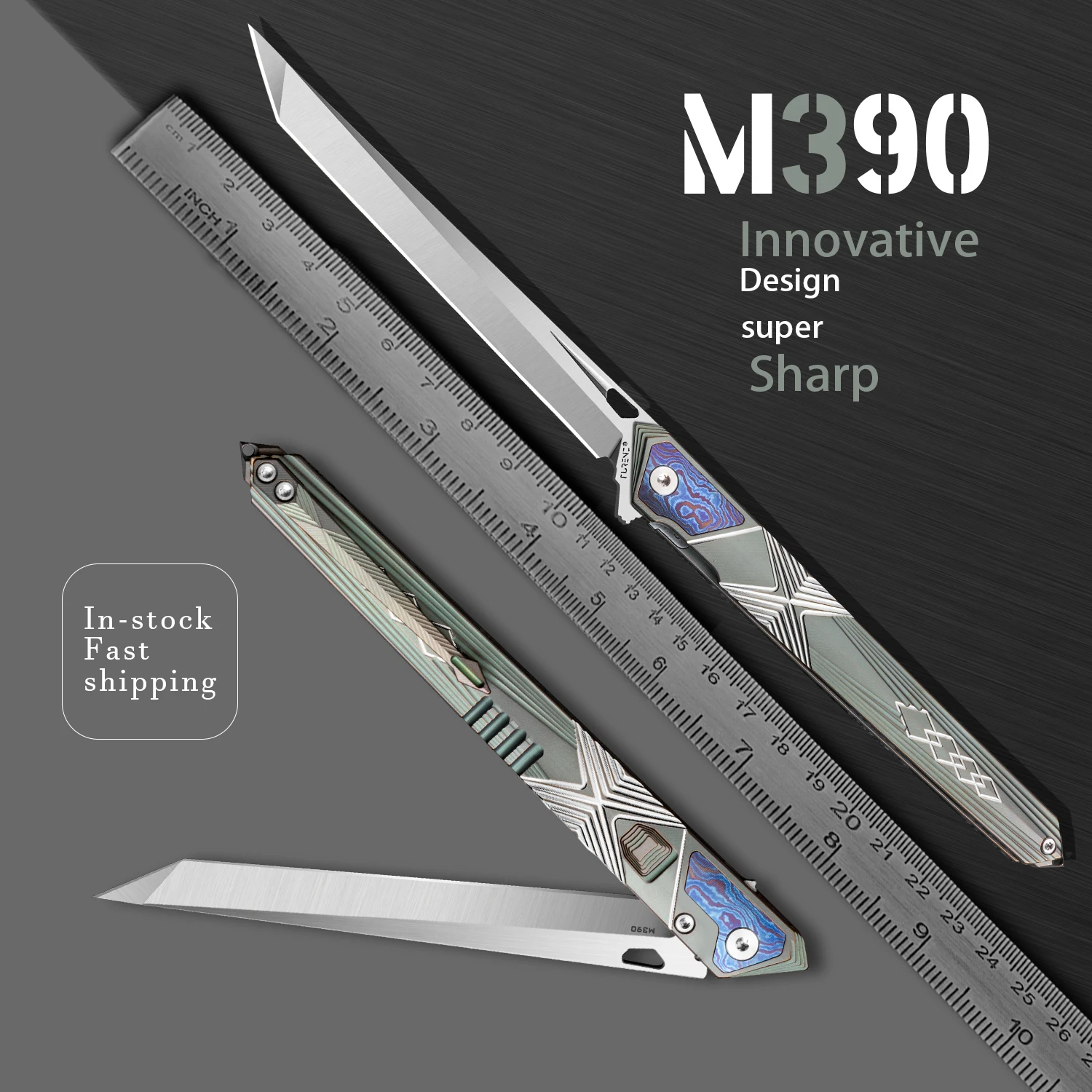 

TURENZ Imported m390 powder steel pocket knife outdoor survival camping self-defense folding knife portable sharp folding knife