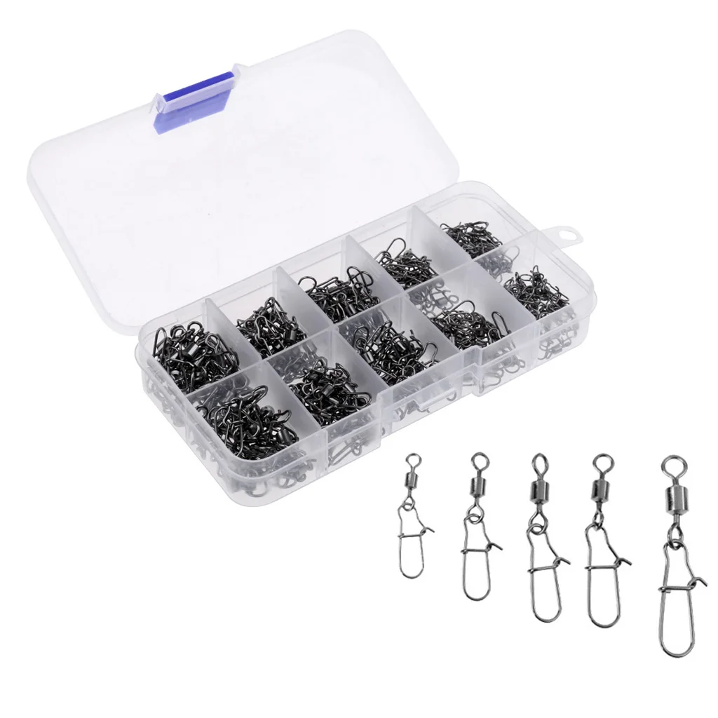 210pcs Stainless Steel Fishhook Swivel Hook With Fishing Line And Hook