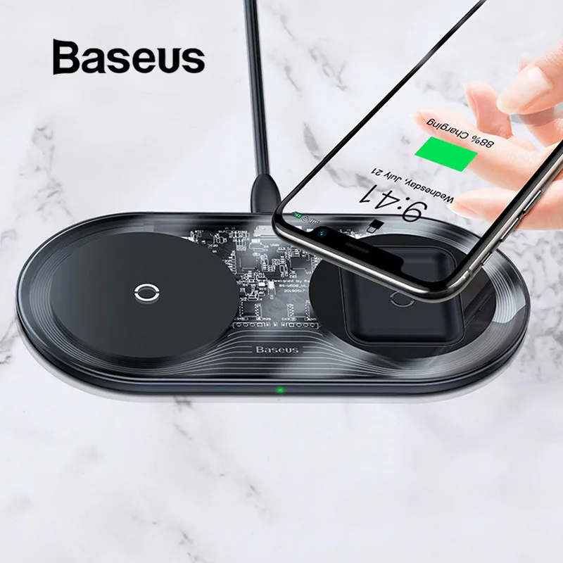 

Baseus 15W Dual Wireless Charger for iPhone 11 Pro Max X XS Max XR Visible Wireless Charging Pad for Samsung Galaxy Note 10 S9 8