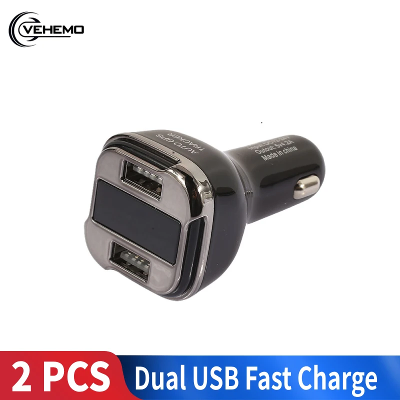 1x OLED Blue Light Display Voltmeter Car Dual USB Charger Real Time GPS Tracker