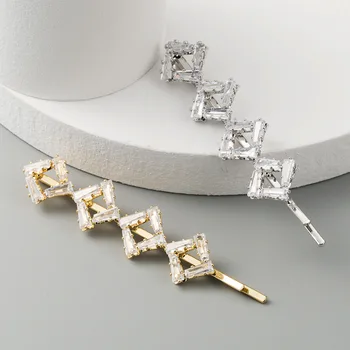

South Korea Bang Clip High Quality Alloy Geometry Side Clip Super Shiny INS Vintage Headband Simple Chopped Hair Long Clip