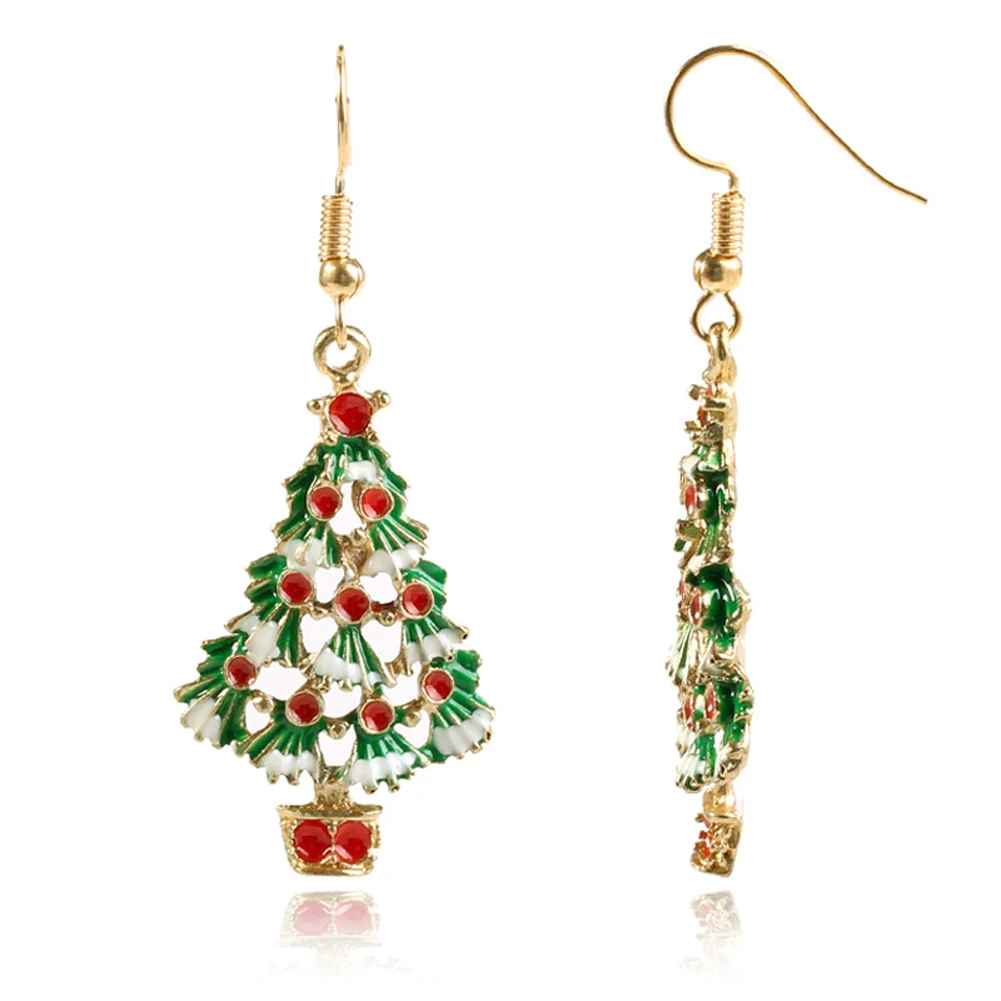 Christmas Earrings Zinc Alloy Festival Ornaments 1Pair Christmas Tree Earrings For Women Metal Stud Earring Fashion Gift jewelry