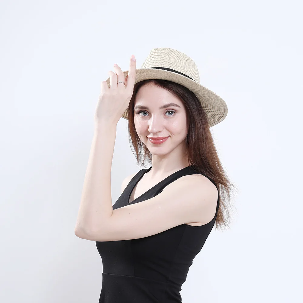 Ladies jazz straw hat outdoor sun hat straw hat outdoor summer hat personalized bonnet HA03