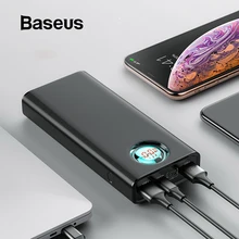 Baseus 20000 мАч Внешний аккумулятор для iPhone samsung huawei type C PD Быстрая зарядка+ быстрая зарядка 3,0 USB внешний аккумулятор