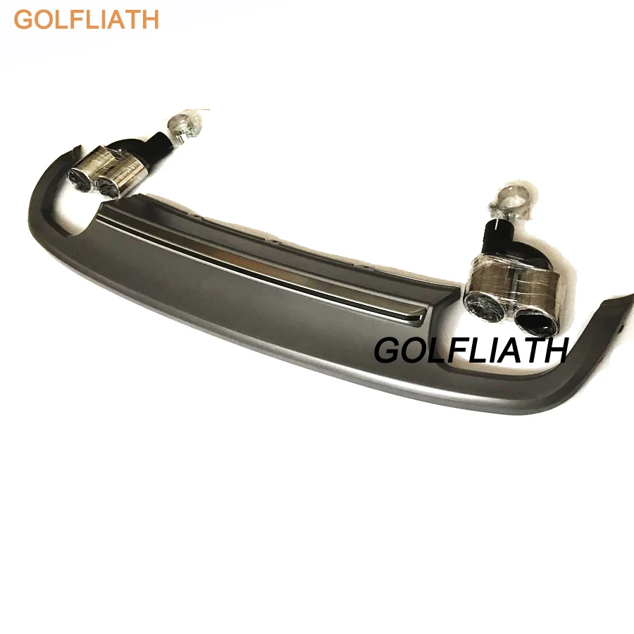 

GOLFLIATH S5 style PP+Stainless Rear Lip Bumper Diffuser Kit End Pipe Muffler Tip fit For Audi A5 2012-2015 2/4-door version
