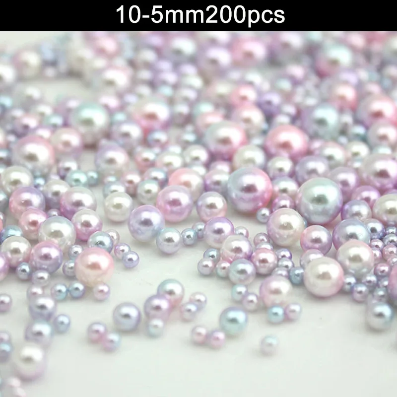 10-5mm 200pcs Смешанный Радужный цвет круглый искусственный жемчуг бусины без бусины с отверстиями Сделай Сам ремесла для женщин JS23 - Цвет: 10-5mm 200pcs