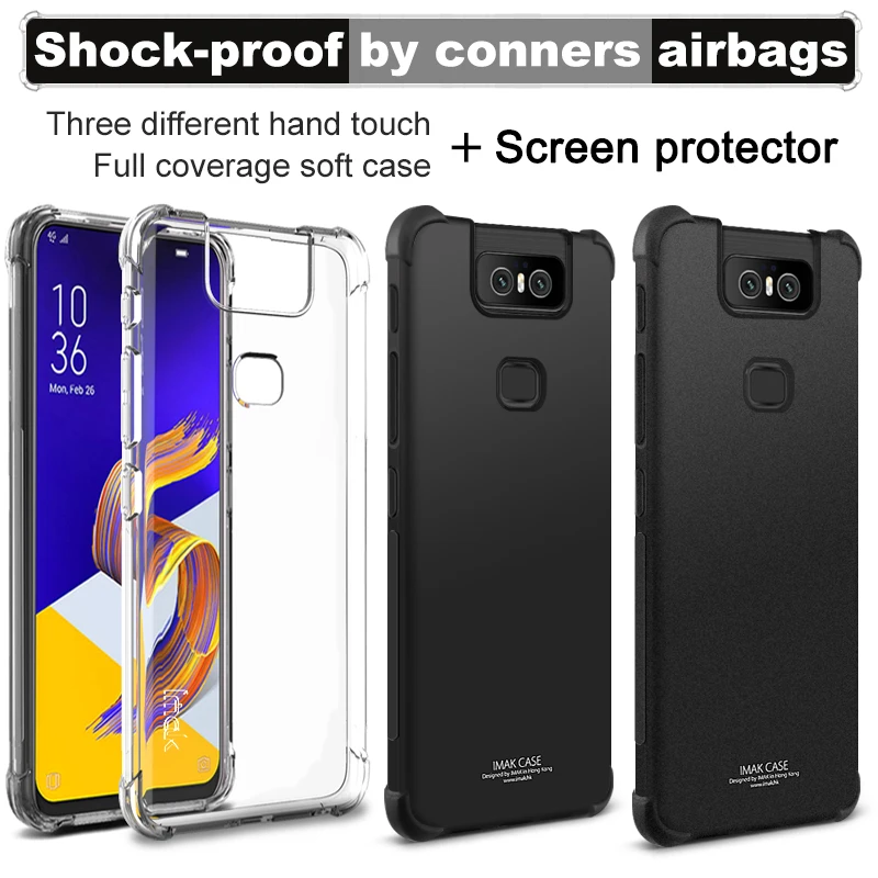 Подушка безопасности для Asus Zenfone 6 Zenfone6 ZS630KL с защитной пленкой экрана IMAK Мягкая