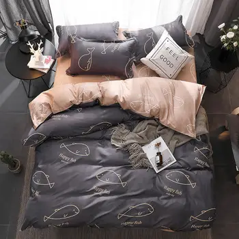 

cartoon whale Animal Pattern 4pcs Bed Cover Set Duvet Cover Adult Child Bed Sheets and Pillowcases Comforter Bedding Set 61006