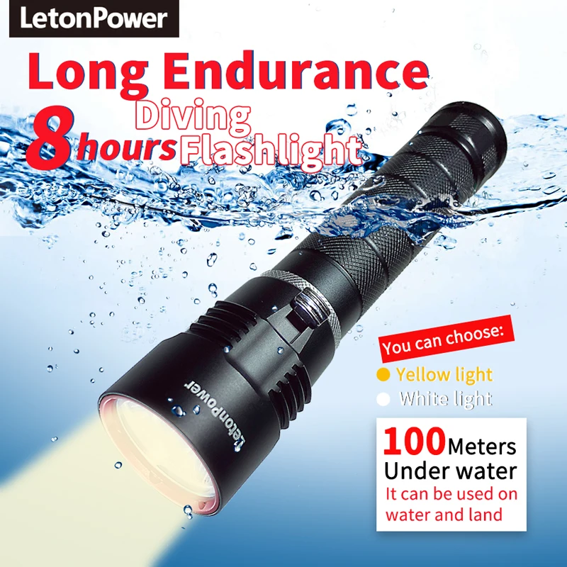 

LetonPower Professional Diving Flashlight 3L2 Lamp 3000LM Underwater LED torch Tactical Scuba Diving light