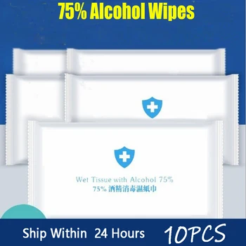 

10PCS Soft Non-woven Alcohol Disinfection Pads Skin Cleaning Care Jewelry Mobile Phone Antiseptic Clean Wipe Safety Accessory