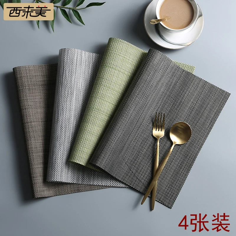 

4 Pieces Table Setting Placemats Mat European PVC Western Table Meals Heat Resistant Pads Waterproof Japanese Tableware Mat T7C8