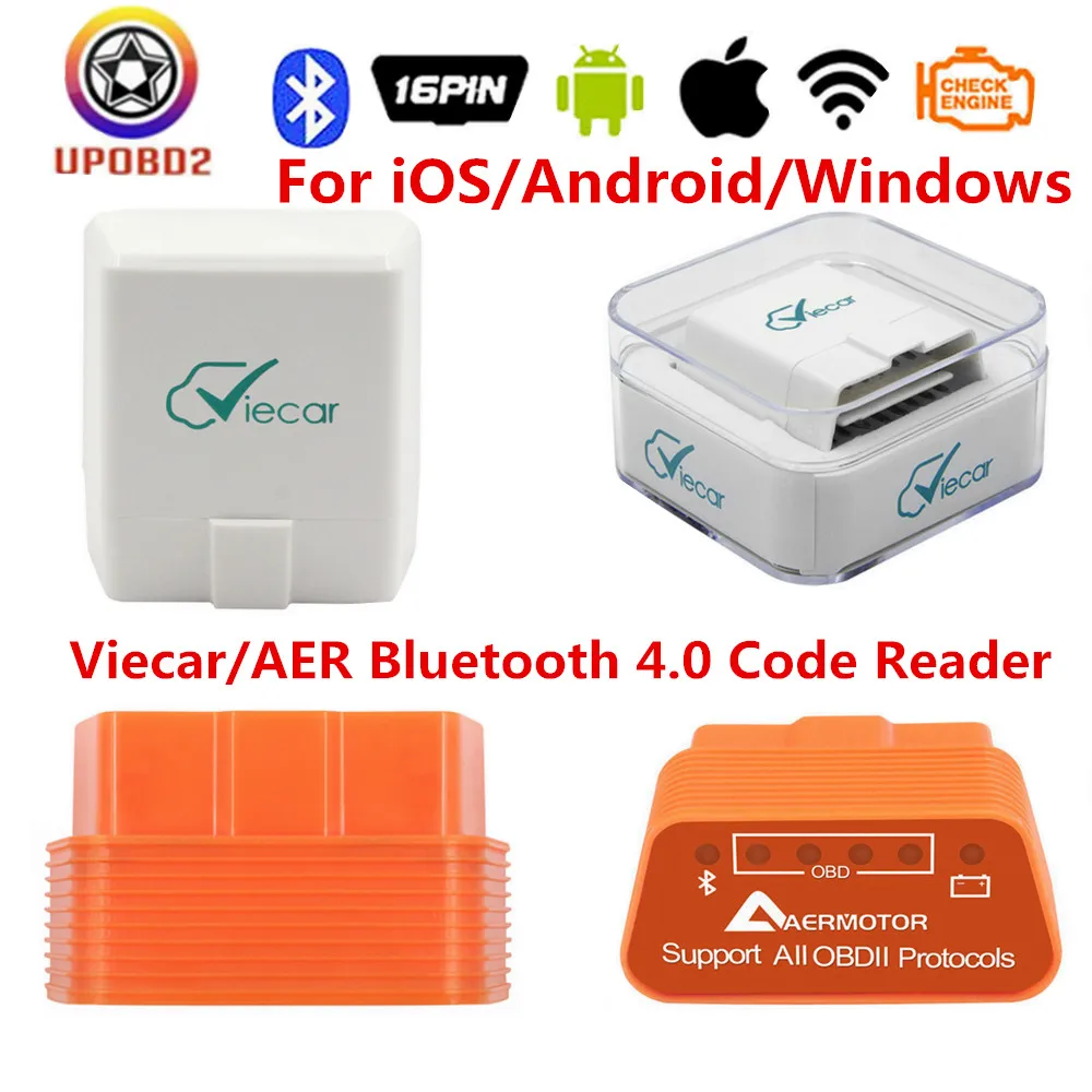 Лучший Viecar Bluetooth 4,0 сканер ELM327 V1.5 OBD OBD2 считыватель кодов Viecar Bluetooth 4 автомобильный диагностический инструмент для iOS Android PC