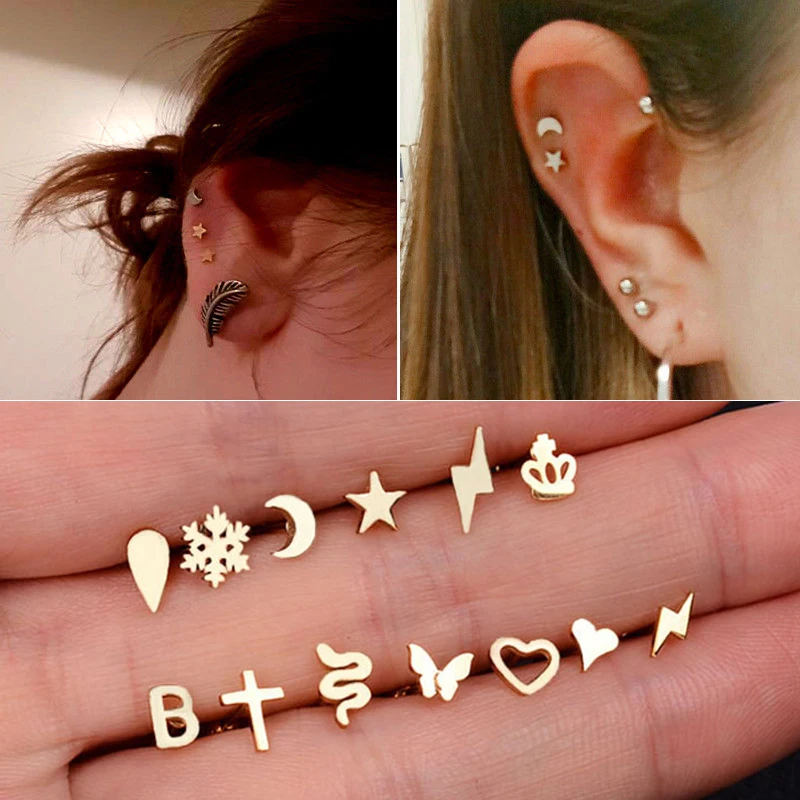 Серьги-гвоздики из нержавеющей стали для пирсинга велосипедные мини-серьги с