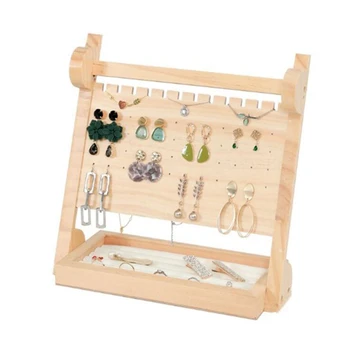 

Jewelry Organizer Wood Basic Storage Box - 3 Tier Jewelry Stand for Necklaces Bracelet Earrings /Ring Tray