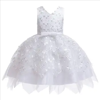 

White Christening Dress for Baby Girl First birthday Girl Party Clothes Mesh Irregular Tutu Little Girls Princess Dresses