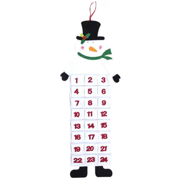 Felt Christmas Advent Calendar with Pockets Santa/Reindeer/Snowman Home Wall Decor DTT88