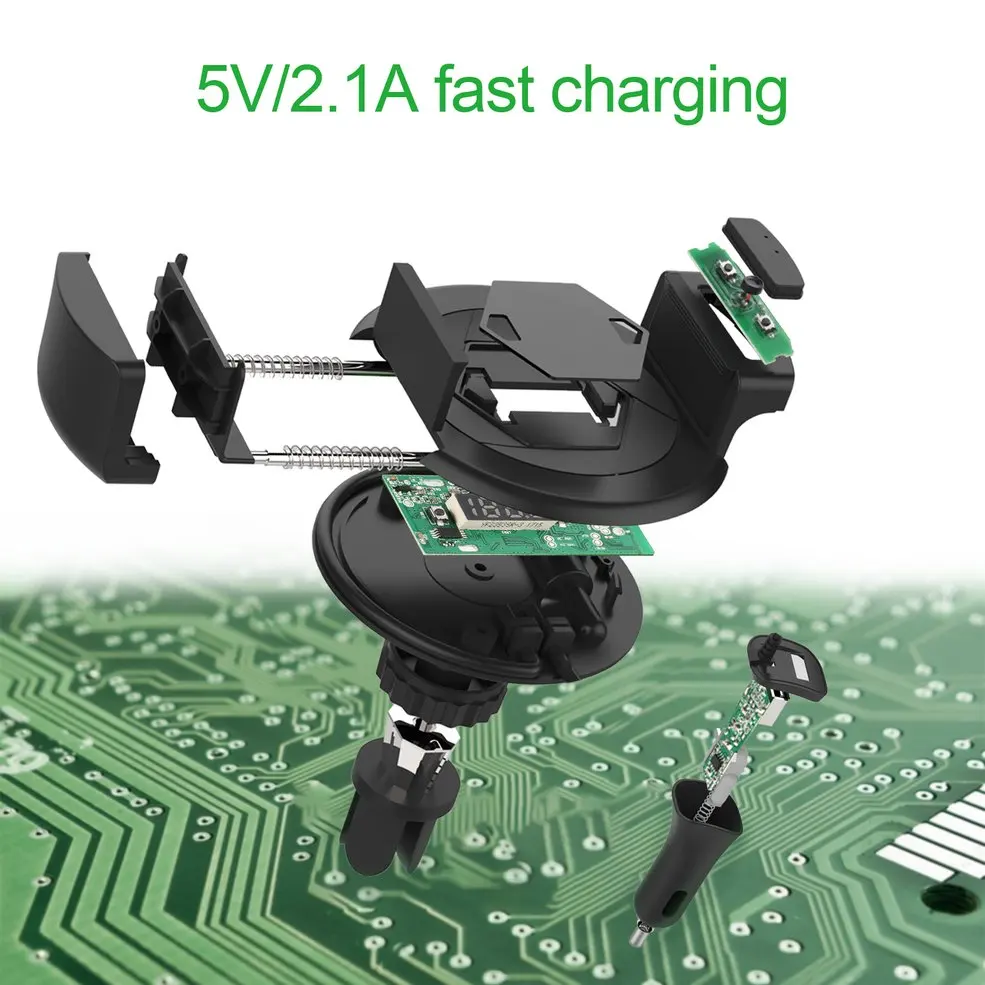 

5V/2.1A Fast Charging Hands Free Built-in Microphone Multi Function Auto Bluetooth FM Transmitter For Phone 2.1-3.2Inch