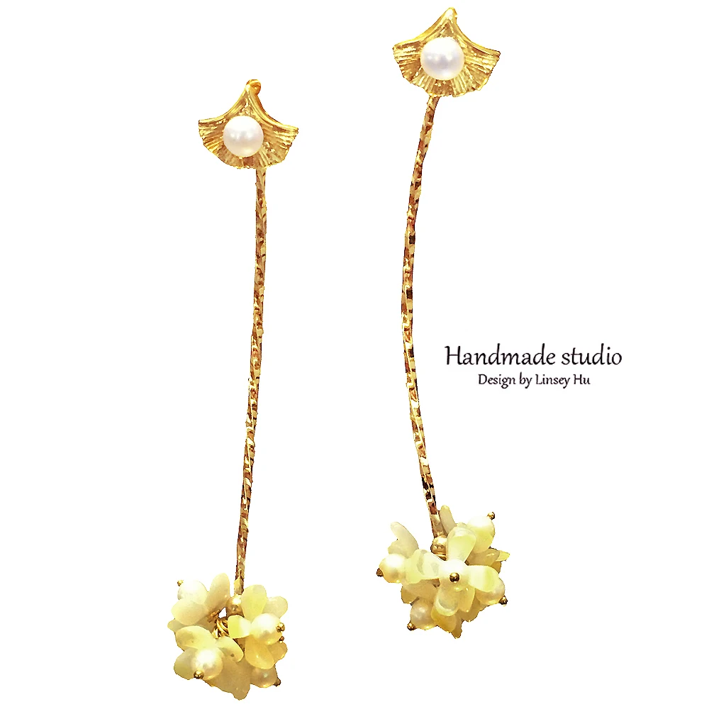 CCijiNG Natural Pearl Earrings for Women Lucky Leaf Wedding Jewelry For Girls EH0032 |
