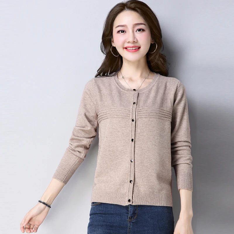 Autumn Winter Solid Color Casual Sweater Women, Cashmere Long-sleeved Knit Cardigan,Soft Round Neck Sweater Wool Cardigan Women Autumn Winter Solid Color Casual Sweater Women, Cashmere Long-sleeved Knit Cardigan,Soft Round Neck Sweater Wool Cardigan Women