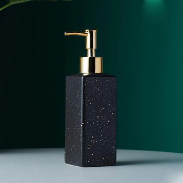 Диспенсер для жидкого мыла керамический Ручной Кухонный Контейнер для раковины мыла держатель для шампуня для ванной комнаты черный и белый флакон для ногтей - Цвет: Черный