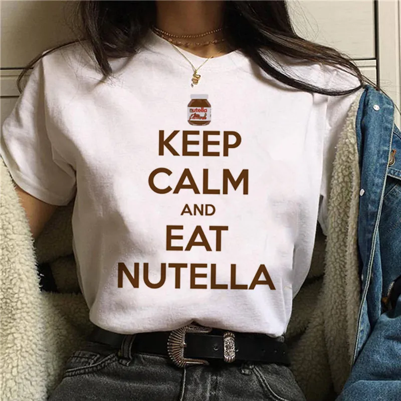 Летняя новая женская футболка Harajuku Ullzang, модная футболка с принтом Nutella Kawaii, Милая футболка с графическим принтом, женские футболки - Цвет: 7