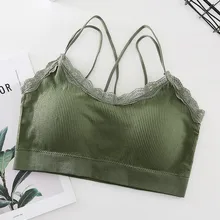 Летний женский кружевной бюстгальтер, женские тонкие резервуары без рукавов, укороченный топ, сексуальный бюстгальтер с перекрестными бретелями