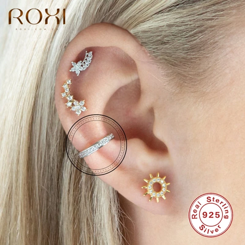 

ROXI Semicircle Zircon Crystals Clip Earrings for Women Girls Wedding Earrings No Piercing 925 Sterling Silver Jewelry Brincos