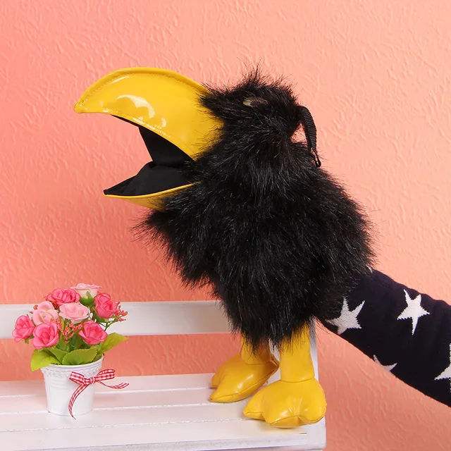 Super Cute Crow Hand Puppet Plush Toy Baby Birthday Gift Storytelling Props 1