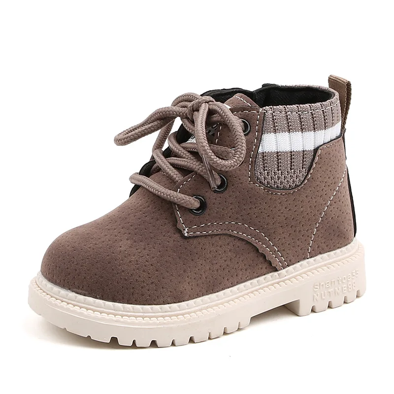 Winter Kids Boots Fashion Boys Martin Boots Plus Velvet Warm Children's Cotton Shoes Waterproof Leather Toddler Girl Snow Boots - Цвет: Single Gray