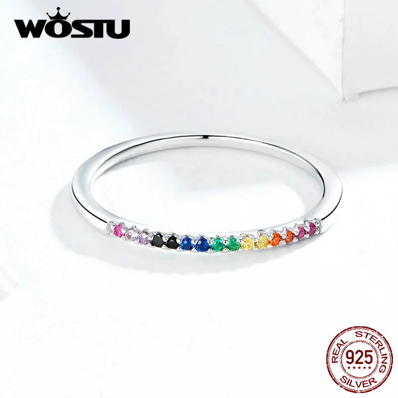 Women 925 Sterling Silver Colorful Zircon Ring