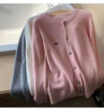 

свитер 2022 Winter Korean Fashion Cashmere Cardigan Embroidered Sweater Cardigan Street Oversize Loose All-match Top Knit