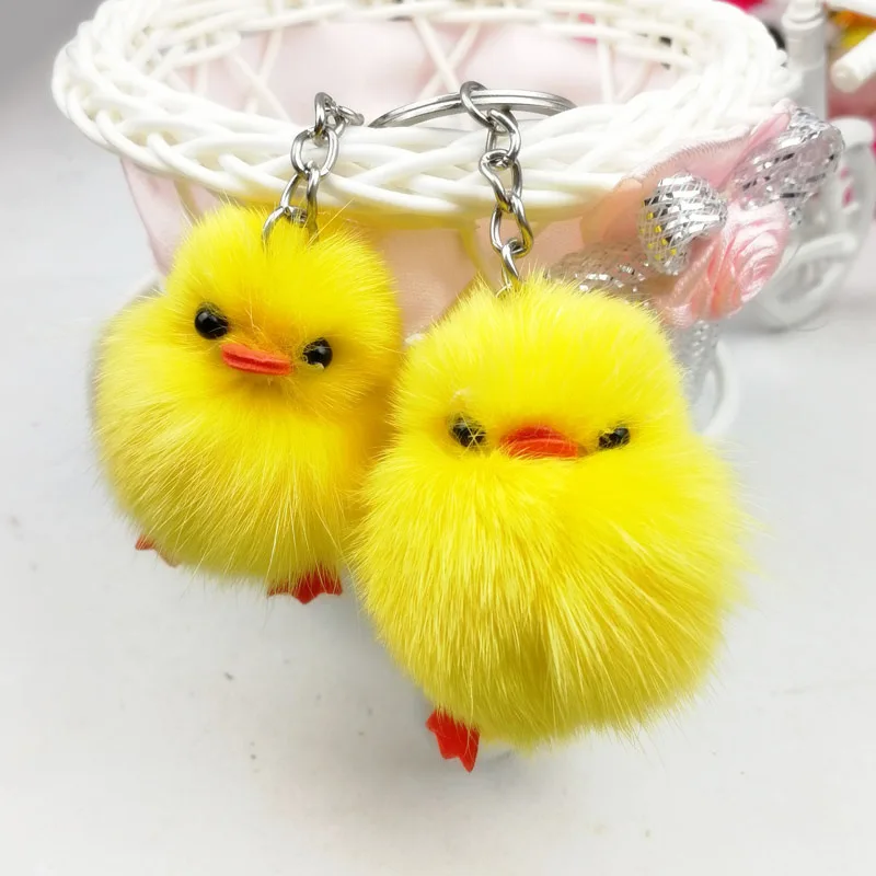 Dayoff-Lovely-Animal-Duck-Keychain-Keyring-For-Women-Girl-Jewelry-Cute-Hairball-Yellow-Chick-Key-Holder (2)
