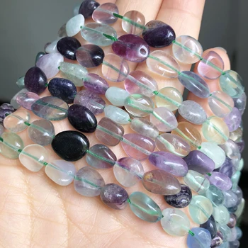 

8-10mm Natural Irregular Colorful Fluorite Quartz Stone Beads Loose Spacer Beads For Jewelry Making DIY Bracelet Accessories 15"