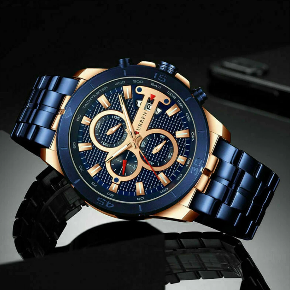 

Accurate Analogue Quartz Wrist Battery Powered Calendar Date Buckle Chronograph Wearable Round Dial Men Watch Adjustable