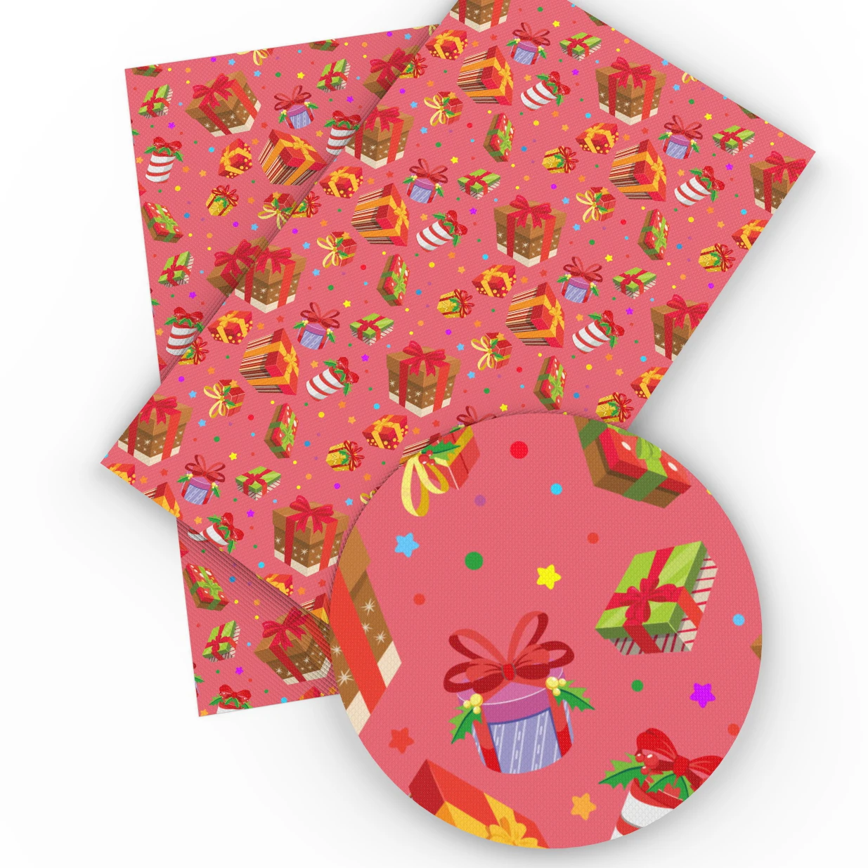 

David accessories 20*34cm Christmas Printed Faux Artificial Synthetic Leather fabric for Bow DIY Garment Bags Crafts,1Yc4254