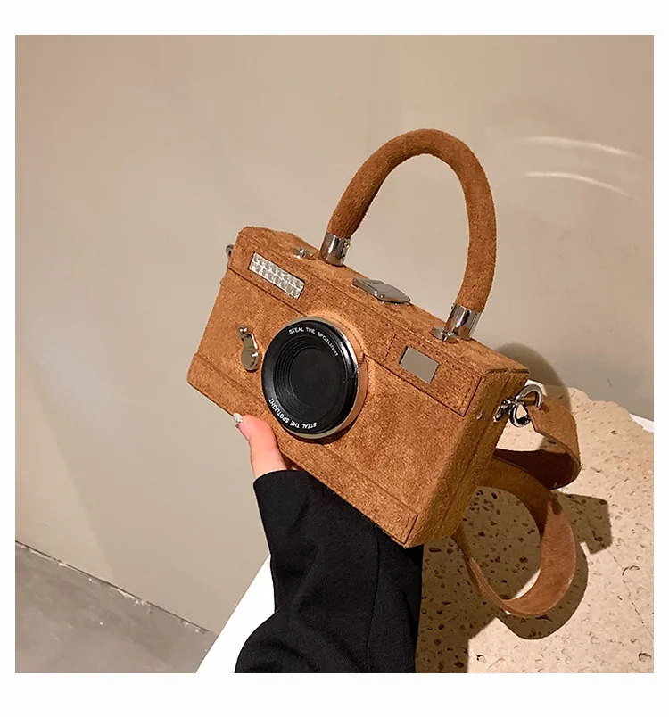 HISUELY 2022 New Women Personalized Fashion Camera Shape Clutch Ladies Casual Mini Crossbody Bag Small Shoulder Bag Purse BG2242