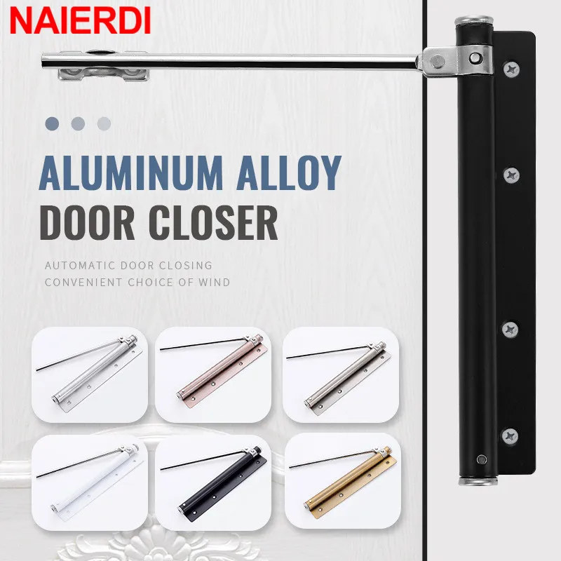 NAIERDI Aluminum Alloy Adjustable Door Closer 50KG Automatic Door Closer Pulley Silent Soft Close Heavy Duty Hardware