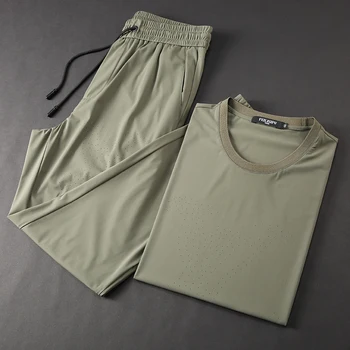 

JSBDHigh-end, heavy-duty, hollowed-out, perforated, two-piece men's silk skating silk quick-dry summer men's casual sports suit