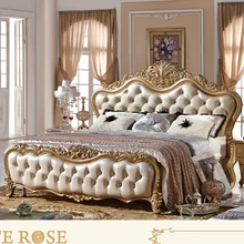 Антикварная кровать ручной работы, роскошная высококачественная мебель для спальни в Европейском стиле, Классическая кожаная кровать
